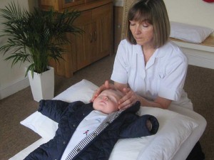 Cranial massage on baby